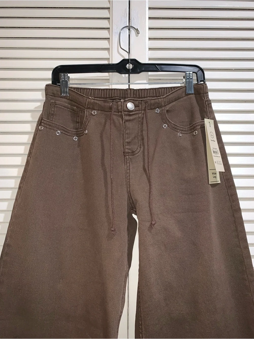 No Boundaries Drawstring Grommet Wide Leg brown jeans Women's Small